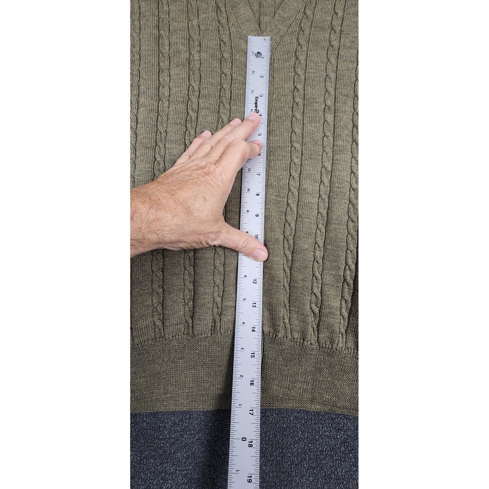 Patrick James Viyella‎ Mens Merino Wool Cable Knit Sleeveless Cardigan Vest L - Picture 4 of 9